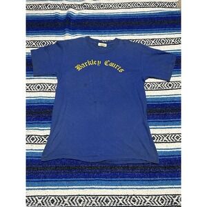 Vintage 80s Barkley Courts T Shirt Mens Large Blue Yellow Made USA Single Stitch